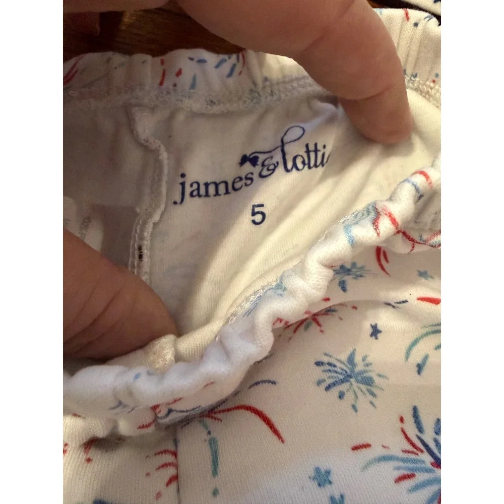 James & Lottie Kids 4T 5‎ Pajama Pants Dog Fireworks Print Sleepwear Lot